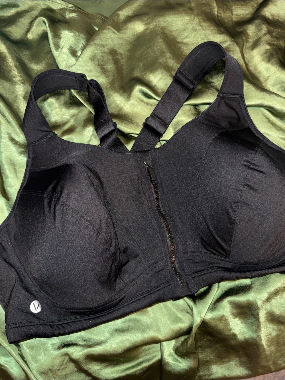 Livi Active by Lane Bryant Zip-Front Max Support Sports Bra Black 44DDD